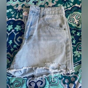 Light Blue Distressed Denim Shorts